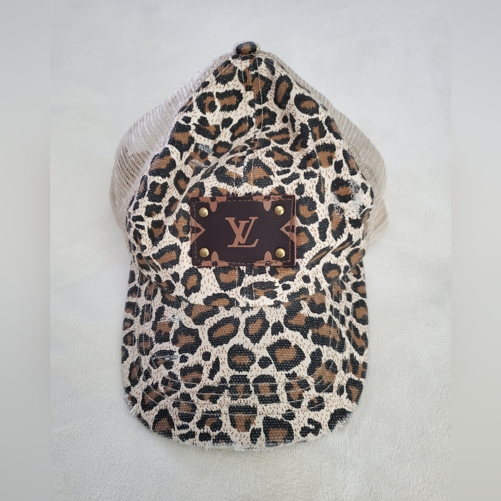 Ponytail Hat - Upcycled LV Patch